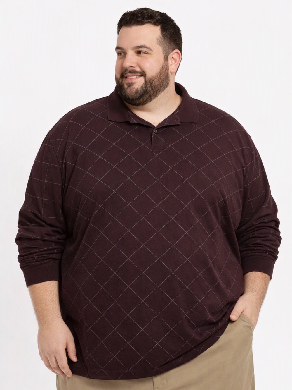 Saddlebred Men’s Rugby Shirt in Maroon/Grey Sz 4XL